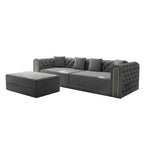 Canapé-Lit Convertible Moderne 3 en 1 avec Ottomane et Oreillers, Canapé Inclinable en Velours pour Salon, Chambre d'amis ou Salle de Détente - Panipeachy