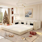 Canapé-Lit Convertible Moderne 3 en 1 avec Ottomane et Oreillers, Canapé Inclinable en Velours pour Salon, Chambre d'amis ou Salle de Détente - Panipeachy