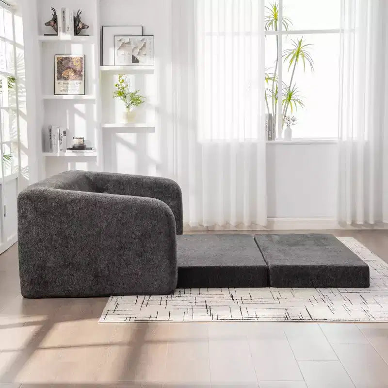Moderno Divano Letto Convertibile 2-in-1 con Cuscini, Divanetto Pieghevole in ciniglia per Soggiorno o Camera degli Ospiti - Panipeachy