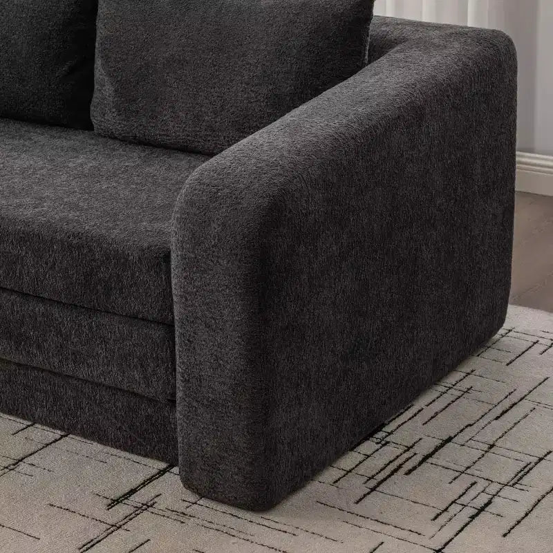 Moderno Divano Letto Convertibile 2-in-1 con Cuscini, Divanetto Pieghevole in ciniglia per Soggiorno o Camera degli Ospiti - Panipeachy