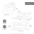 Moderno Divano Letto Convertibile 2-in-1 con Cuscini, Divanetto Pieghevole in ciniglia per Soggiorno o Camera degli Ospiti - Panipeachy
