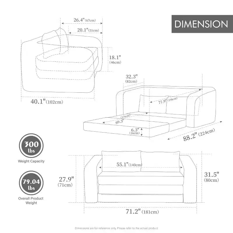 Moderno Divano Letto Convertibile 2-in-1 con Cuscini, Divanetto Pieghevole in ciniglia per Soggiorno o Camera degli Ospiti - Panipeachy