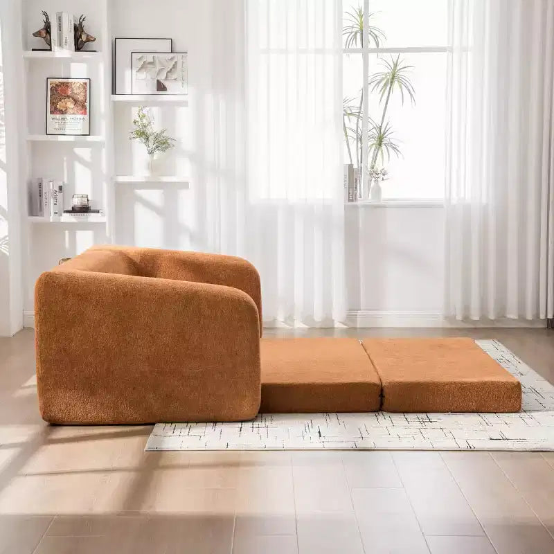 Moderno Divano Letto Convertibile 2-in-1 con Cuscini, Divanetto Pieghevole in ciniglia per Soggiorno o Camera degli Ospiti - Panipeachy
