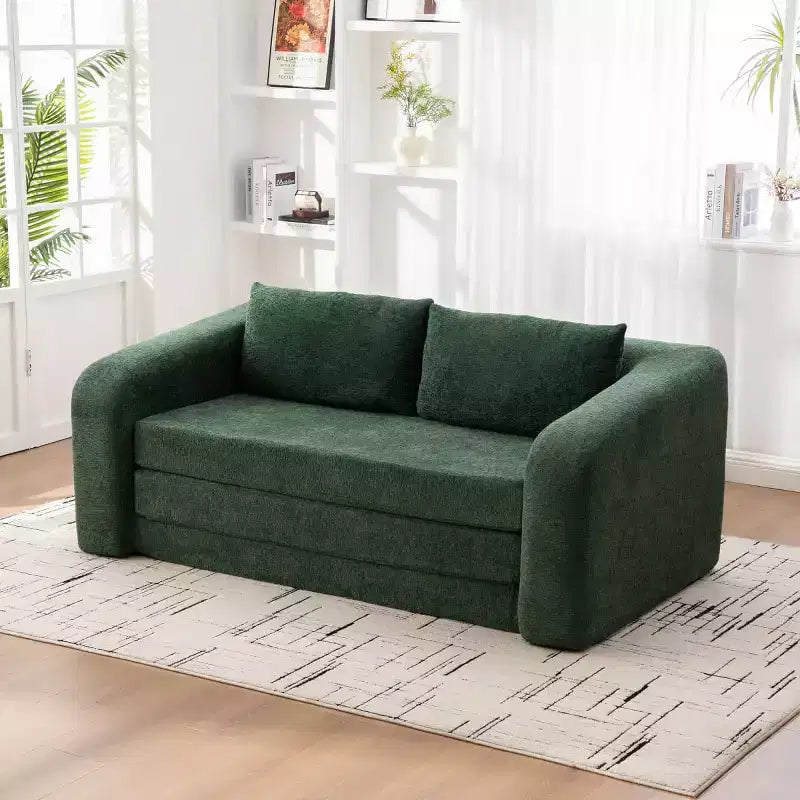 Moderno Divano Letto Convertibile 2-in-1 con Cuscini, Divanetto Pieghevole in ciniglia per Soggiorno o Camera degli Ospiti - Panipeachy