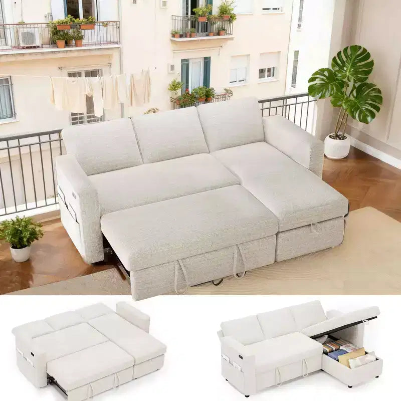 Dyonery 81 Sleeper Sofa Bed with Pull Out Bed L Shaped Couch Sectional Sleeper Sofa