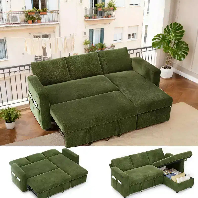 Divano letto Dyonery 81 con letto estraibile, divano componibile a L con letto estraibile