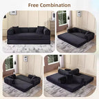 MooxvMoo Divano Letto Convertibile 4-in-1 Queen Size, Futon Pieghevole in Velluto a Coste con Telaio Fisso e Cuscino, per Soggiorno, Camera da Letto, Appartamento