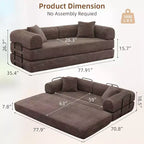 MooxvMoo Divano Letto Convertibile 4-in-1 Queen Size, Futon Pieghevole in Velluto a Coste con Telaio Fisso e Cuscino, per Soggiorno, Camera da Letto, Appartamento