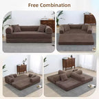 MooxvMoo Divano Letto Convertibile 4-in-1 Queen Size, Futon Pieghevole in Velluto a Coste con Telaio Fisso e Cuscino, per Soggiorno, Camera da Letto, Appartamento