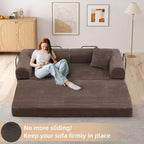 MooxvMoo Divano Letto Convertibile 4-in-1 Queen Size, Futon Pieghevole in Velluto a Coste con Telaio Fisso e Cuscino, per Soggiorno, Camera da Letto, Appartamento