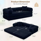 MooxvMoo Divano Letto Convertibile 4-in-1 Queen Size, Futon Pieghevole in Velluto a Coste con Telaio Fisso e Cuscino, per Soggiorno, Camera da Letto, Appartamento