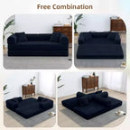 MooxvMoo Divano Letto Convertibile 4-in-1 Queen Size, Futon Pieghevole in Velluto a Coste con Telaio Fisso e Cuscino, per Soggiorno, Camera da Letto, Appartamento