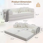 MooxvMoo Divano Letto Convertibile 4-in-1 Queen Size, Futon Pieghevole in Velluto a Coste con Telaio Fisso e Cuscino, per Soggiorno, Camera da Letto, Appartamento