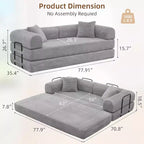 MooxvMoo Divano Letto Convertibile 4-in-1 Queen Size, Futon Pieghevole in Velluto a Coste con Telaio Fisso e Cuscino, per Soggiorno, Camera da Letto, Appartamento