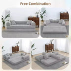 MooxvMoo Divano Letto Convertibile 4-in-1 Queen Size, Futon Pieghevole in Velluto a Coste con Telaio Fisso e Cuscino, per Soggiorno, Camera da Letto, Appartamento