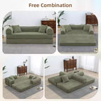 MooxvMoo Divano Letto Convertibile 4-in-1 Queen Size, Futon Pieghevole in Velluto a Coste con Telaio Fisso e Cuscino, per Soggiorno, Camera da Letto, Appartamento