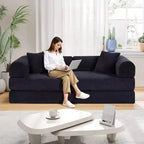 MooxvMoo Divano Letto Convertibile 4-in-1 Queen Size, Futon Pieghevole in Velluto a Coste con Telaio Fisso e Cuscino, per Soggiorno, Camera da Letto, Appartamento