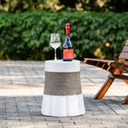 Christopher Knight Home Rin Table d'appoint moderne en béton léger avec corde tressée rétro et base en éventail