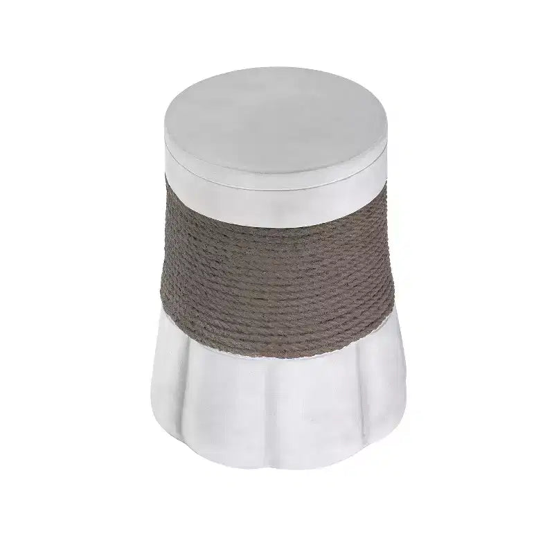 Christopher Knight Home Rin Table d'appoint moderne en béton léger avec corde tressée rétro et base en éventail