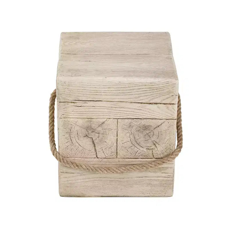 Christopher Knight Home Ryota, tavolino laterale quadrato rustico da patio in cemento leggero con corda intrecciata