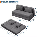 Canapé-lit et fauteuil pliant 4-en-1 Acekool, couchage convertible avec design capitonné, dossier réglable et oreiller pour salon, chambre d'amis
