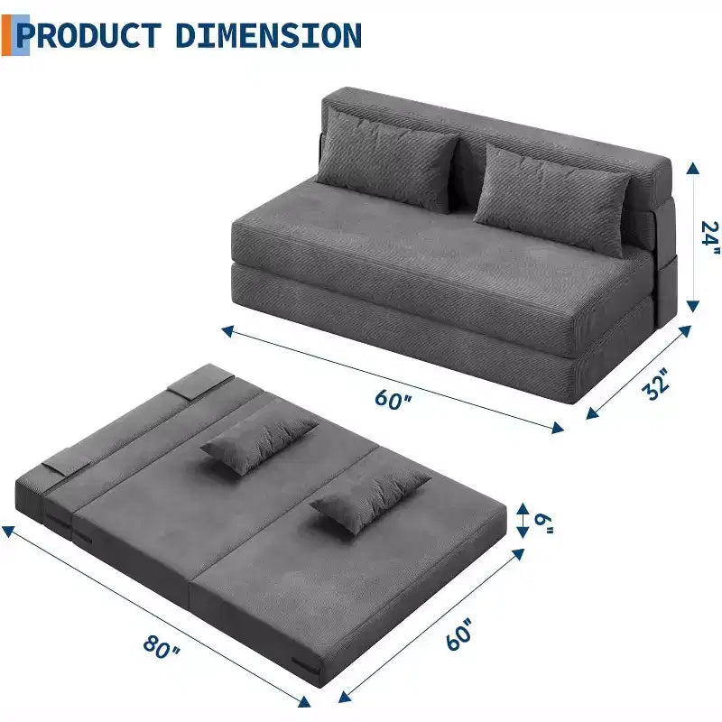 Acekool Divano Letto e Poltrona Pieghevole 4 in 1, Trasformabile con Design Trapuntato, Schienale Regolabile e Cuscino per Soggiorno, Camera degli Ospiti