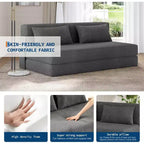 Canapé-lit et fauteuil pliant 4-en-1 Acekool, couchage convertible avec design capitonné, dossier réglable et oreiller pour salon, chambre d'amis