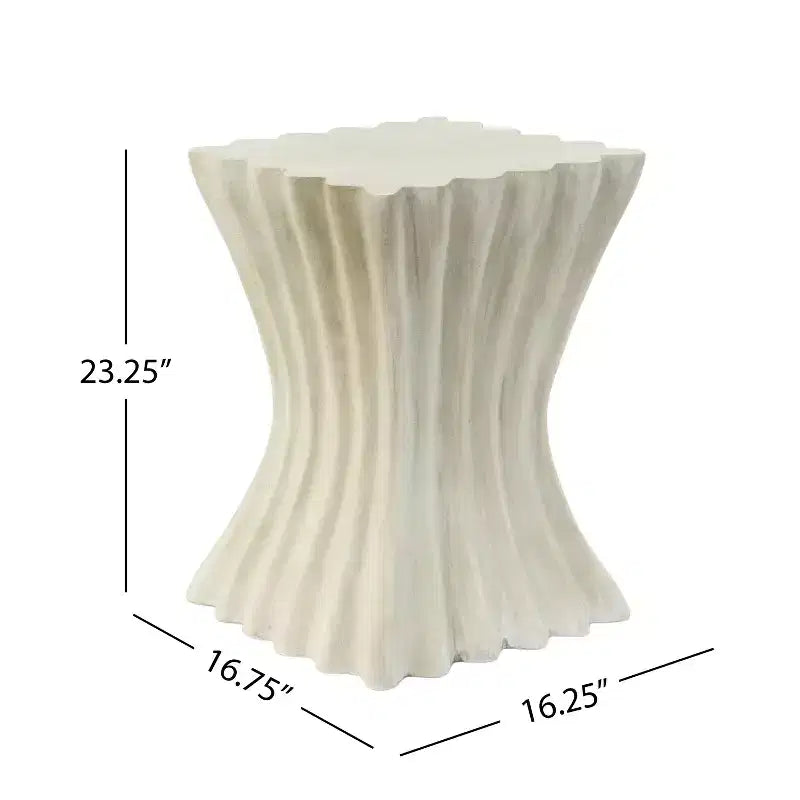 Tavolino laterale ondulato anticato, Tavolino laterale moderno in ossido di magnesio, Tavolini finali effetto arenaria antica, Tavolino da divano comodino