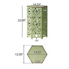 TUYOHW Table d'appoint d'extérieur hexagonale avec motif ajouré en dégradé, petite table de patio avec motif soleil pour jardin, balcon, porche