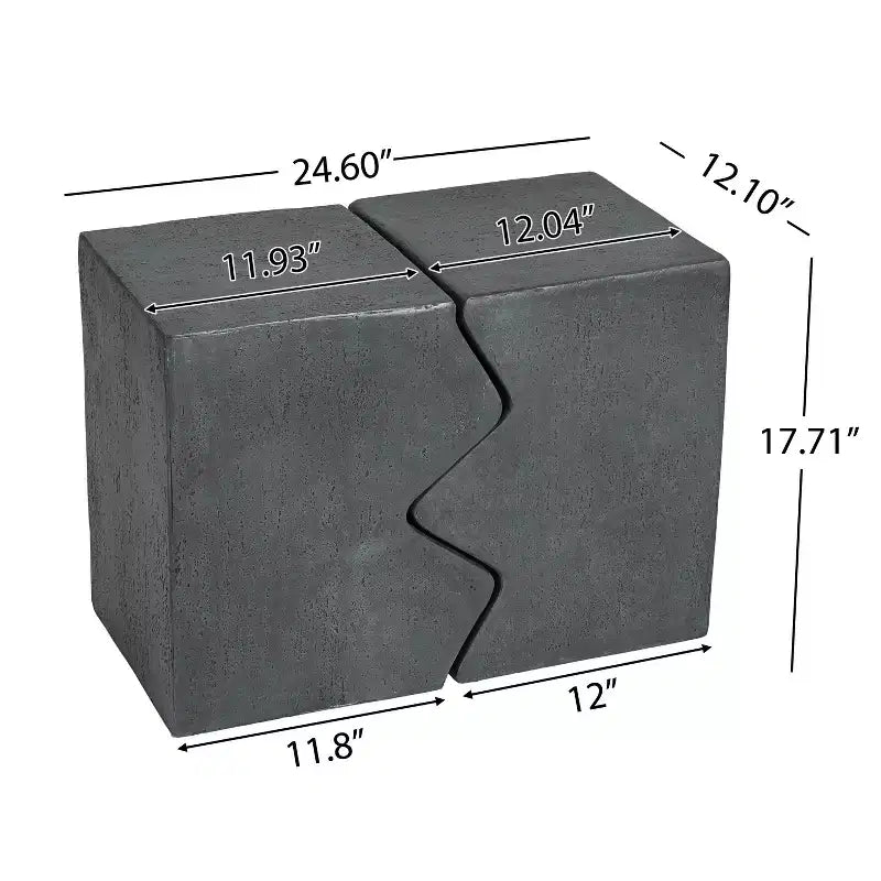 TUYOHW Lot de 2 tables d'appoint d'extérieur, design unique, table d'appoint combinée de patio avec plateau rectangulaire, table polyvalente pour jardin, balcon, porche