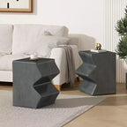 TUYOHW Lot de 2 tables d'appoint d'extérieur, design unique, table d'appoint combinée de patio avec plateau rectangulaire, table polyvalente pour jardin, balcon, porche