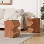 TUYOHW Lot de 2 tables d'appoint d'extérieur, design unique, table d'appoint combinée de patio avec plateau rectangulaire, table polyvalente pour jardin, balcon, porche