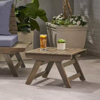 TUYOHW Table d'appoint extérieure en bois Petite table avec plateau à lattes Table d'appoint carrée de patio avec cadre robuste Table basse pour jardin, balcon, porche