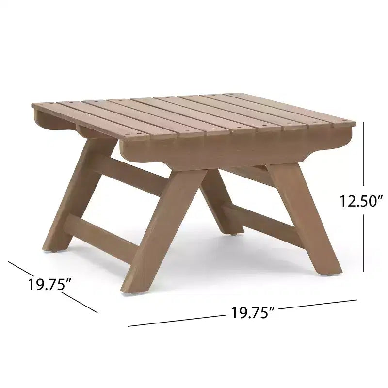 TUYOHW Table d'appoint extérieure en bois Petite table avec plateau à lattes Table d'appoint carrée de patio avec cadre robuste Table basse pour jardin, balcon, porche