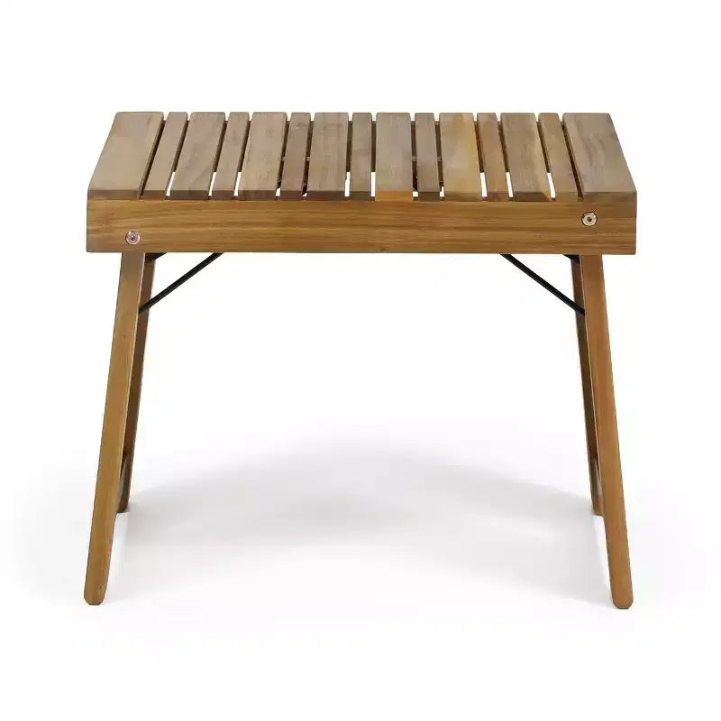 TUYOHW Table d'appoint d'extérieur en bois, table pliante avec plateau à lattes, table d'appoint rectangulaire de patio avec cadre robuste, table basse pour jardin, balcon, porche