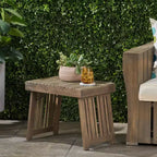 TUYOHW Table d'appoint d'extérieur en bois, table pliante avec plateau à lattes, table d'appoint rectangulaire de patio avec cadre robuste, table basse pour jardin, balcon, porche