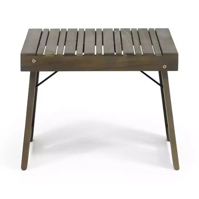 TUYOHW Table d'appoint d'extérieur en bois, table pliante avec plateau à lattes, table d'appoint rectangulaire de patio avec cadre robuste, table basse pour jardin, balcon, porche