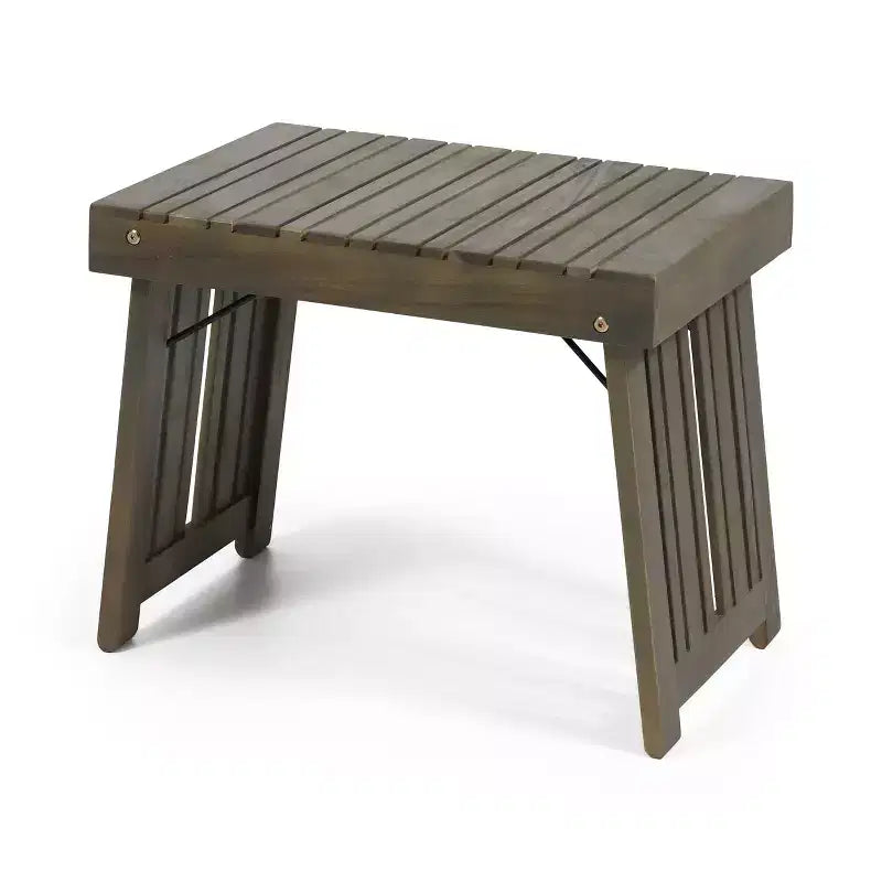 TUYOHW Table d'appoint d'extérieur en bois, table pliante avec plateau à lattes, table d'appoint rectangulaire de patio avec cadre robuste, table basse pour jardin, balcon, porche
