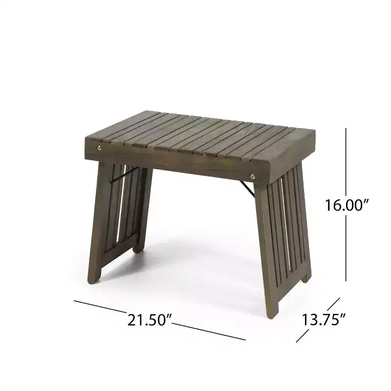 TUYOHW Table d'appoint d'extérieur en bois, table pliante avec plateau à lattes, table d'appoint rectangulaire de patio avec cadre robuste, table basse pour jardin, balcon, porche
