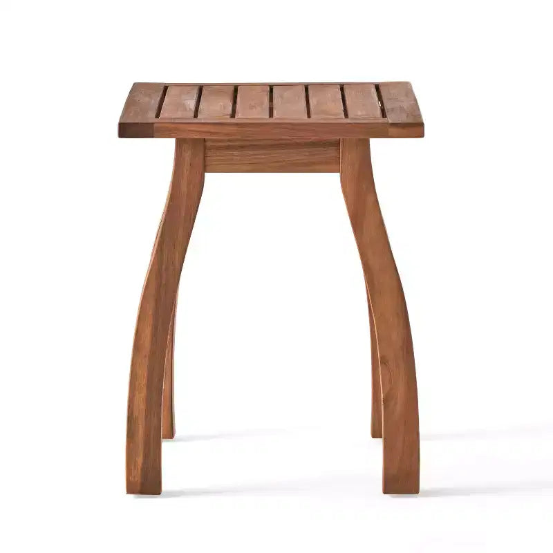 TUYOHW Table d'appoint d'extérieur en bois avec plateau à lattes, table d'appoint de patio avec pieds incurvés, petite table basse d'extérieur pour jardin, balcon, porche