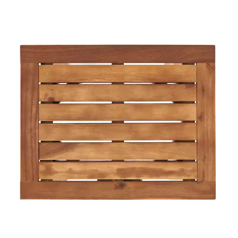 TUYOHW Table d'appoint d'extérieur en bois avec plateau à lattes, table d'appoint de patio avec pieds incurvés, petite table basse d'extérieur pour jardin, balcon, porche