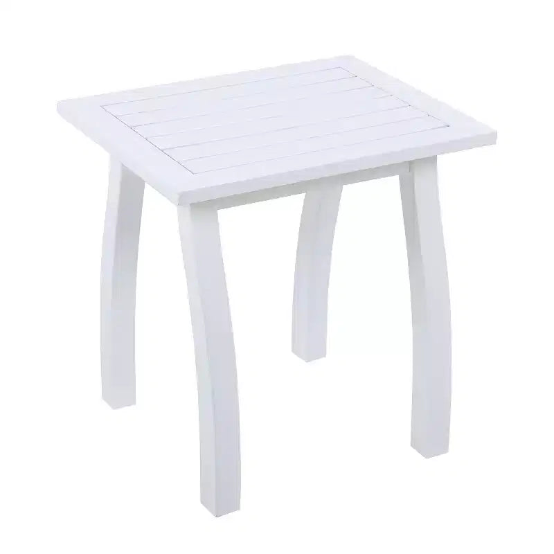 TUYOHW Table d'appoint d'extérieur en bois avec plateau à lattes, table d'appoint de patio avec pieds incurvés, petite table basse d'extérieur pour jardin, balcon, porche