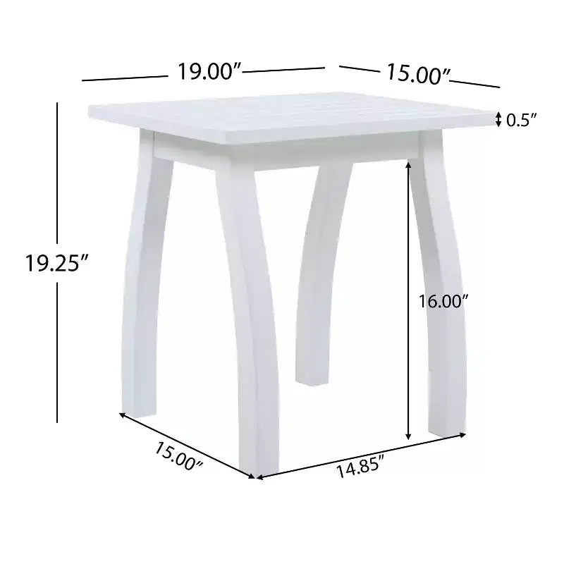 TUYOHW Table d'appoint d'extérieur en bois avec plateau à lattes, table d'appoint de patio avec pieds incurvés, petite table basse d'extérieur pour jardin, balcon, porche