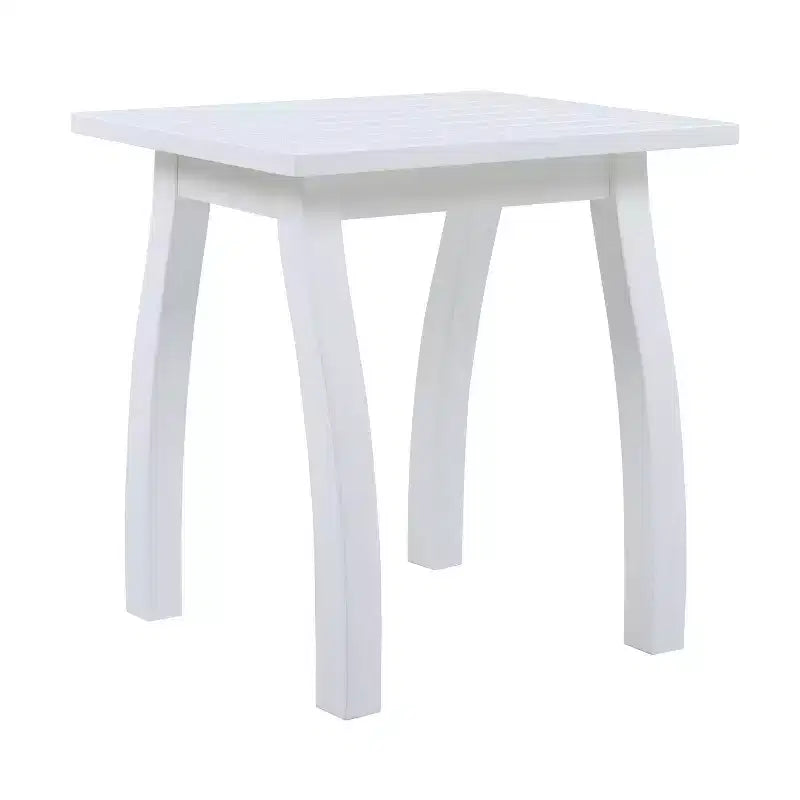 TUYOHW Table d'appoint d'extérieur en bois avec plateau à lattes, table d'appoint de patio avec pieds incurvés, petite table basse d'extérieur pour jardin, balcon, porche