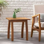 TUYOHW Table d'appoint d'extérieur en bois avec plateau à lattes, table d'appoint de patio avec pieds incurvés, petite table basse d'extérieur pour jardin, balcon, porche