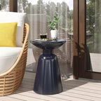 TUYOHW 15 Tavolino Moderno da Esterno con Design Circolare, Tavolino Laterale in Metallo per Patio Elegante, Tavolino da Caffè Piccolo per Giardino, Balcone, Portico