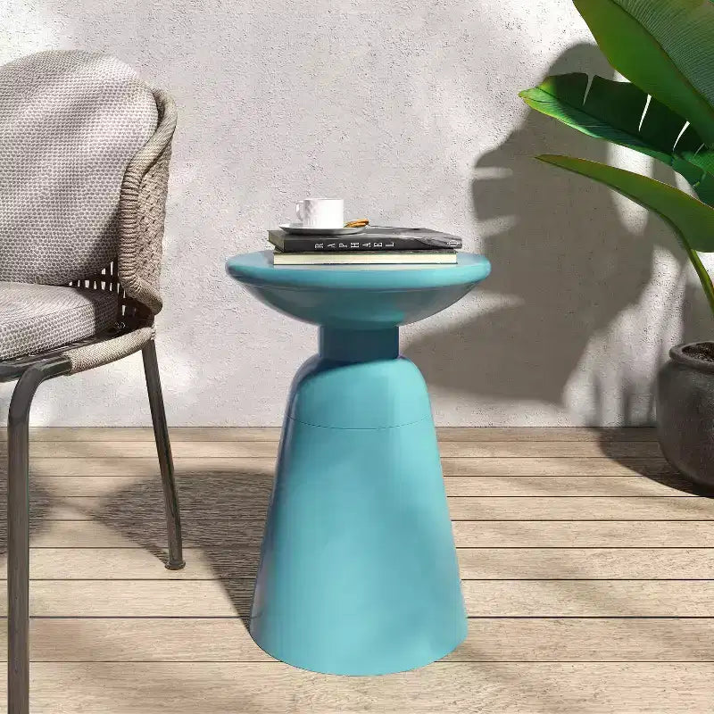 TUYOHW 15 Tavolino Moderno da Esterno con Design Circolare, Tavolino Laterale in Metallo per Patio Elegante, Tavolino da Caffè Piccolo per Giardino, Balcone, Portico