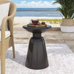 TUYOHW 15 Tavolino Moderno da Esterno con Design Circolare, Tavolino Laterale in Metallo per Patio Elegante, Tavolino da Caffè Piccolo per Giardino, Balcone, Portico