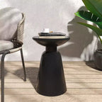 TUYOHW 15 Tavolino Moderno da Esterno con Design Circolare, Tavolino Laterale in Metallo per Patio Elegante, Tavolino da Caffè Piccolo per Giardino, Balcone, Portico