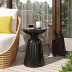 TUYOHW 15 Tavolino Moderno da Esterno con Design Circolare, Tavolino Laterale in Metallo per Patio Elegante, Tavolino da Caffè Piccolo per Giardino, Balcone, Portico